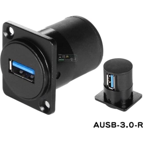 1Pcs 90-degree right-angle curved USB 3.0 data pass-through solderless D-type dual-pass A port docking socket AUSB-3.0-R