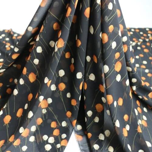 100cm*150cm Black Polyester Georgette Material Floral Pearl Chiffon Fabric Dress gown skirt cloth