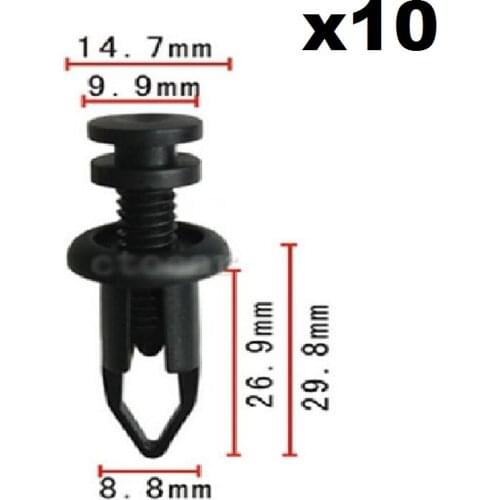 10xpc Nylon Fastener Rivet PushType Retainer Clip Bumper For Toyota For Nissan 90467-09096