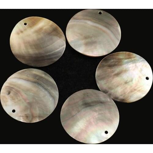 200pcs(lot) 50mm Wholesale nature black shell mother of pearl saltwater shell beads round shape for diy Earrings