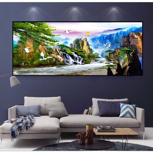 2019 5d Diy Full Diamond Painting Water And Wealth Diy Diamond Embroidery Cross Stitch Needlework Mosaic Landscape Decor Home