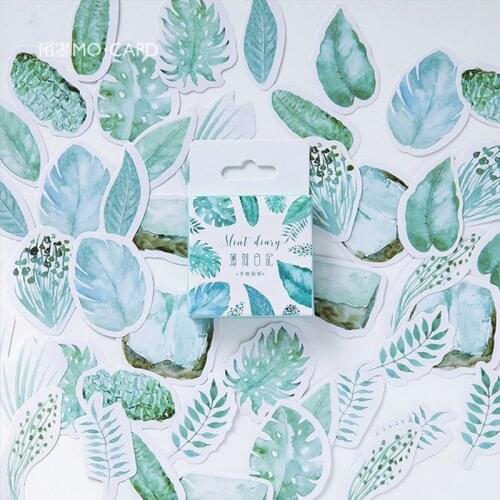 45 pcs/lot Plants Green Leaves mini paper sticker package DIY diary decoration sticker album scrapbooking