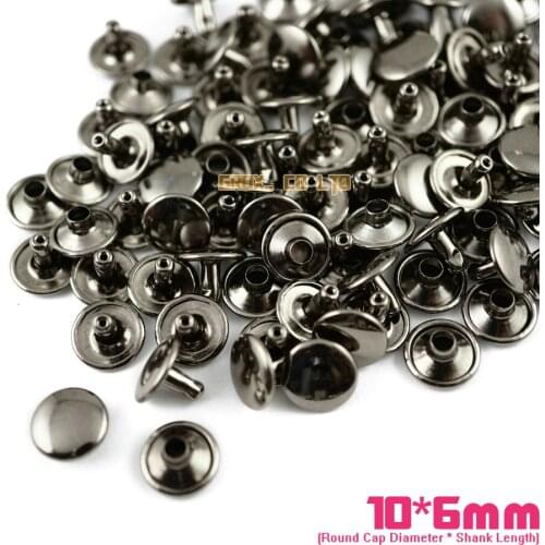 450 set 10*6mm Gunmetal Double Cap Round Rapid Rivet Punk Rock Leathercraft Rivet