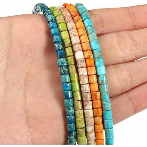 4x4mm Natural Stone Round Sea Sediment Imperial Jaspers Turquoises Rondelle Spacer Beads for Jewelry Making Diy Bracelet 15 Inch