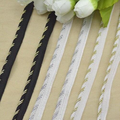 5Meters White Gold/Silver Braided Piping Lip Cord Trim Pillow Cushion Ribbons Upholstery Edging Trim Curtain Bed Sewing Supplies