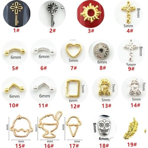 50pcs/pack Japan 3D Nail Art Decorations Metal Nail Accessories Alloy Cross Heart Nail Parts DIY Charm Alloy Nail Supplies