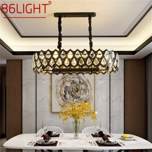 86LIGHT Black Chandelier Rectangle Fixtures Modern Creative Branch Crystal Pendant Lamp Light Home LED for Decoration