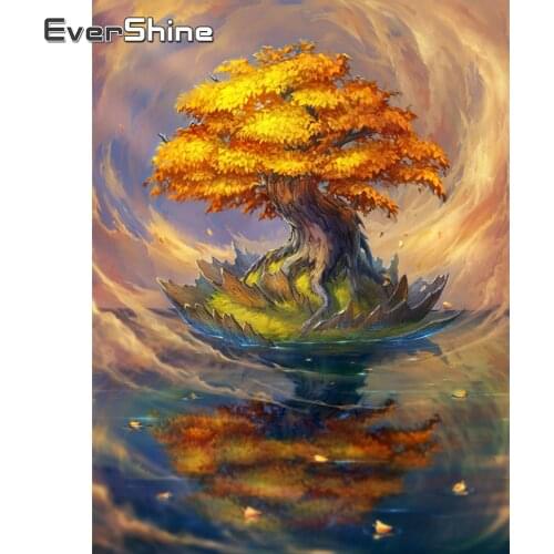 EverShine 5D Diamond Painting Tree Cross Stitch Diamond Embroidery Landscape Rhinestones Art Kits Hobby Gift Wall Decroation