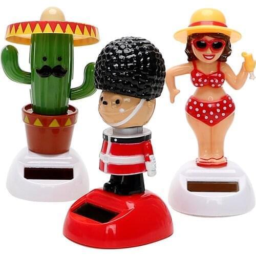 DIY Car Accessories Dashboard Ornament Solar Powered Shaking Head Toys Cute Cartoon Truck Off Road 4x4 Auto Interior Decoration