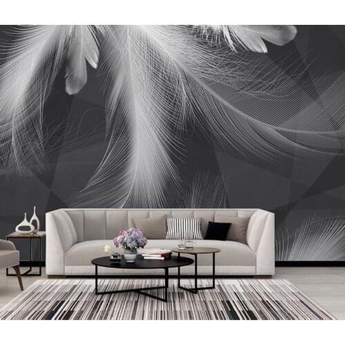 Beibehang Custom wallpaper Plumes grises noires et blanches modernesTV background wall mural papel de parede 3d wallpapers