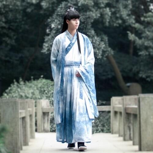 Free shipping Han Style Mens clothing waist length Ru skirt heavy industry embroidery large sleeve shirt hand over Collar Set