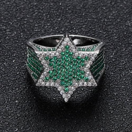 Bling Iced Out Rings For Men Women Gifts 3 Colors Micro Paved Zircon Hexagon Rings Fashion Hip Hop Jewelry