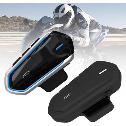 Bluetooth Motorcycle Helmet Intercom Interphone with Microphone FMRadio Wireless Earpiece 10Hrs Endurance Helmet Headset Stocked