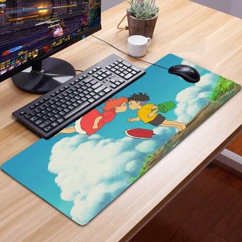 XXL Large Anime Ponyo Mousepad Kawaii Gaming Accessories Non-slip Mouse Pad Gamer XL Mausepad Keyboard Mat Tapis De Souris 90x30