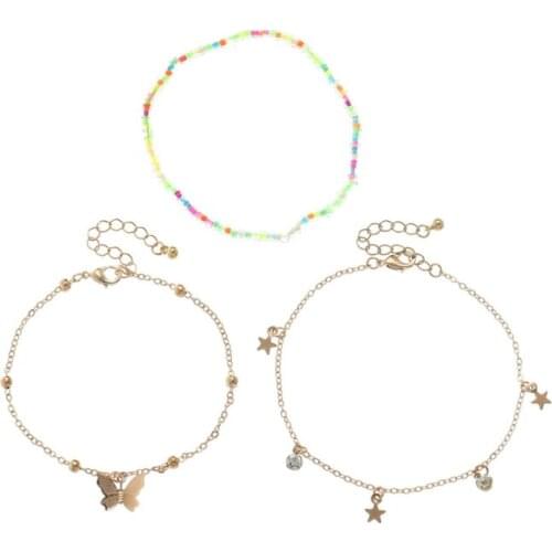 Candy Stone Beads Bracelet Alloy Chains Rhinestone Beaded Butterfly Bracelets Multilayers Women Hand Ornament Jewelry