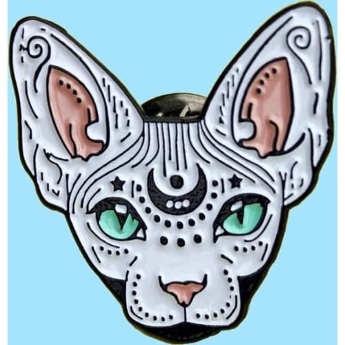 Sphinx Cat Canadian Hairless Cat Brooch and Enamel Pins Metal Alloy Fashion Jewelry Lapel Pins Badges Accessories