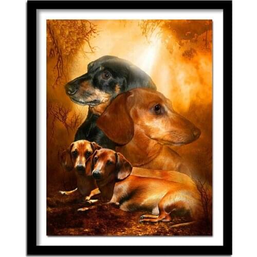 DIY 5D Diamond Dog Family 3d Diamond Painting Cross Stitch Kits Handmade Diamond Embroidery Pattern Rhinestone RS703