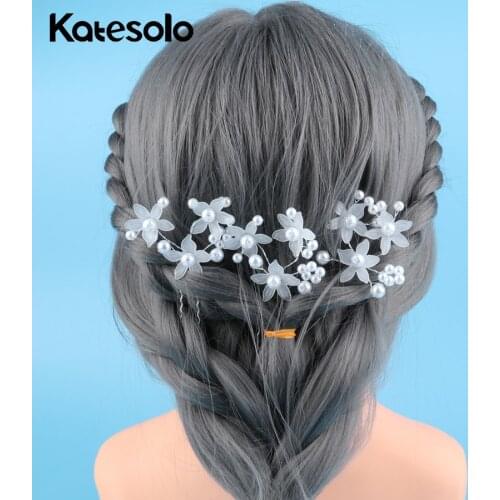 6 Pcs Elegant Bridal Wedding Pearl Flower Hair Pins Clips Tiara Charm Handmade Bridesmaid Bridal Veil Hair Hairwear Accessories