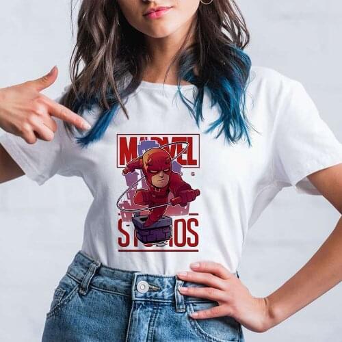 Spider-Man Iron Man Thanos Tshirt Fashion MARVEL Graphic Top Tee Casual Harajuku T Shirt Women Funny Cartoon T-shirt Dropship