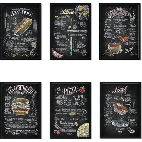 Burger hot dog kitchen Internet Cafe Cafe Western Restaurant Home Decor Art Decor posters quality canvas painting K793