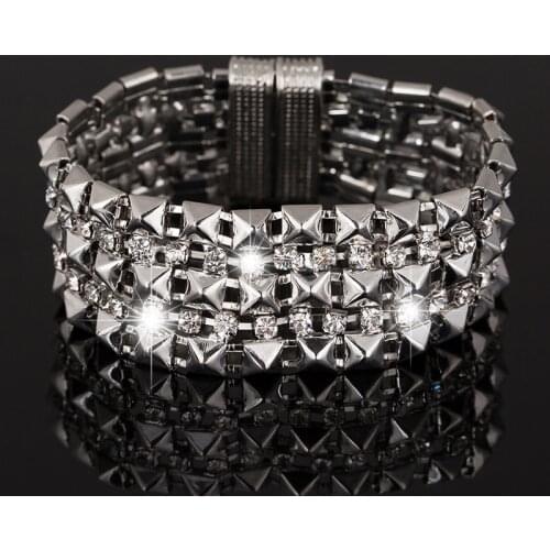 Hot sale New Fashion Elegant Women Bangle Wristband Bracelet Crystal Cuff Bling Lady Gift Bracelets & Bangles free shipping B090