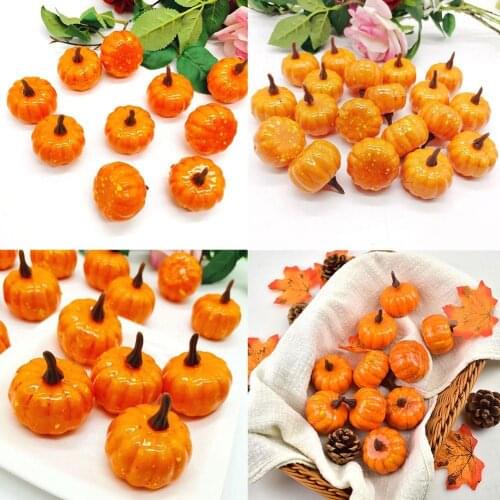 12Pcs New Mini Artificial Pumpkin Happy Halloween DIY Crafts Fake Simulation Vegetabl Halloween Pumpkin Props Decoration Home