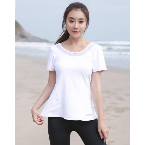 Summer fat girl running quick drying loose top big size sports thin fitness suit 100 kg Yoga large neckline T-shirt for women