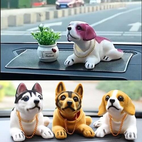 Doll Nodding Dog Shaking Head Resin Simulation Car Dog Toy Dashboard Decoration Car Ornament Cute Car Accessories Girls Men Gift