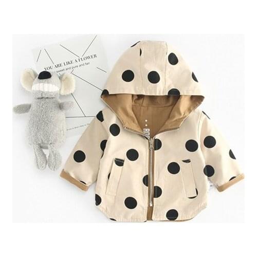 Baby Girls Jacket and Coat Autumn Hooded Toddler Kids Jacket Outerwear Clothes Boys Windbreaker Jacket Polka Dot 2 Side Kid Coat