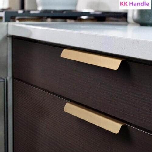 Brass Hidden Handle Nordic Style Wardrobe/Cabinet Handles Drawer Pull /Matte Brass Color Long Furniture Handle