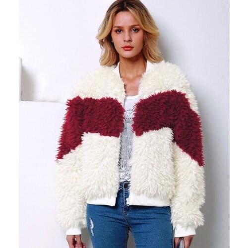 3XL Patchwork Faux Fur Coat Women Winter Warm Zipper Fur Jacket Long Sleeve Casual Shaggy Hairy Fur Coat Outwear Overcoat 2C0228