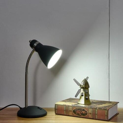 Metal Adjustable Gooseneck LED Desk Table Lamp Black Bedroom Eye Protection