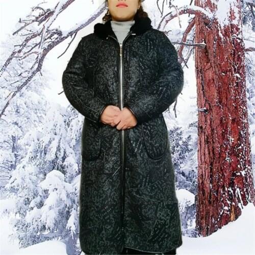 2020 Winter New Sheep Shearling Double-faced Fur Splicing Coat Leather Men Women Real Wool liner Long Warm Jacket