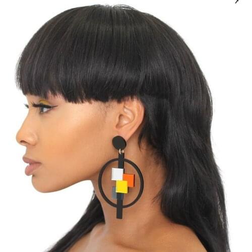 NEW Black Round Large Drop Earring for Womens Trendy Jewelry Acrylic Colorful Geometric Earrings Fashion Womans Accessories