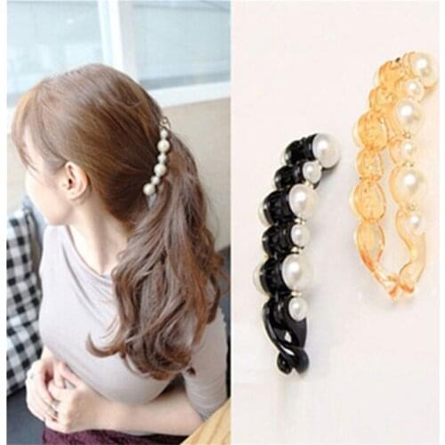 New Pearl Banana Clips For Women Twist Ponytail Vertical Hairpin Hair Claw Clip Ladies Luxury Barrettes Hair Accessories