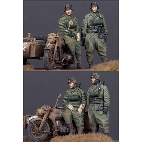 New Unassembled 1/35 Motorcyclist Set (2 Figures) not have motor Resin Kit DIY Toys Unpainted resin model