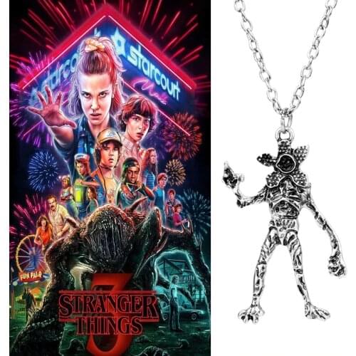 Stranger Things Monster Necklace Horror Figure Pendant Necklace Chain Nightmare ColarHip Hop Accessories Women Men Gifts