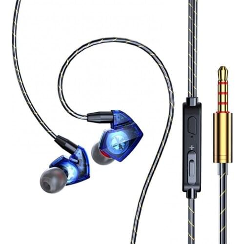 3.5mm Wired Headphone In-Ear Headset T06 Quad-Core Dual-Motion HiFi Heavy Bass Music Sport Earphone With Mic for All Phone
