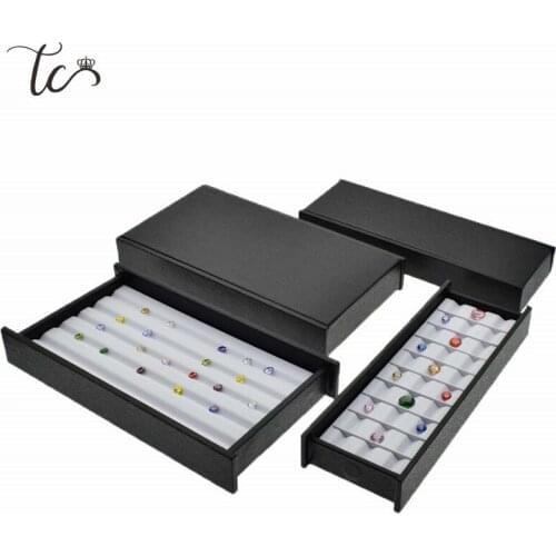 PU Diamond Jewelry Storage Box Black Leatherette Case Gem Box Gemstone Display Box Bolsitas Para Joyas