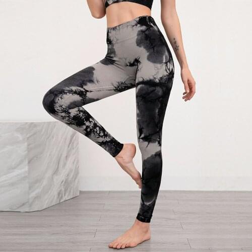 High Waist Yoga Pants Women Printed Gym Tights Seamless Knit Fitness Leggings Workout Sportswear Tummy Control Sport Leggings