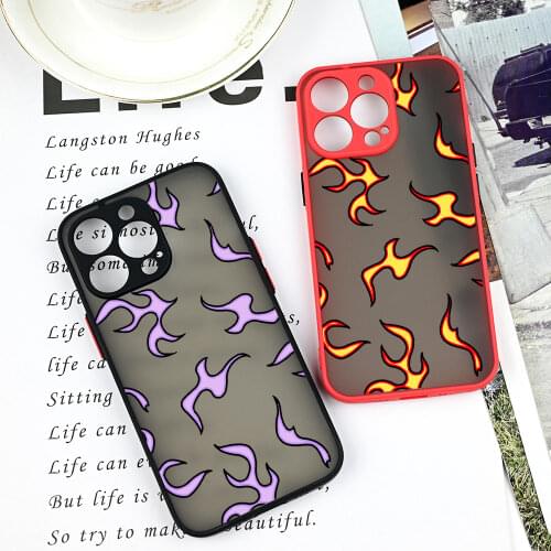Remazy Purple Flames Phone Case For iPhone 12 mini 11 Pro 7 X XS MAX XR SE20 8 6Plus Pink Fire Print Silicone Hard Cover Fundas