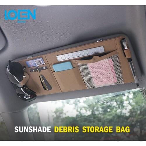 LOEN Car Sun Visor Storage Bag Car Sunshade Storage Bag Box Multifunctional Organizer with Car Parking Card Phone Number Plate
