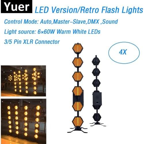 LED Lamp 6X60W Retro Flash Lights Stage Wash Effect Lights Dj Party Colorful Party Lights Indoor Entertainments Strobe Lighting