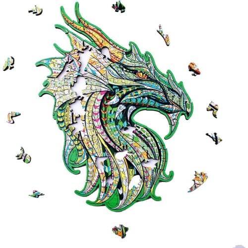 QWZ Unique Wooden Animal Dragon Jigsaw Puzzles For Adult Kids Christmas Birthday Gifts Educational Wooden 3D Puzzles Board Game