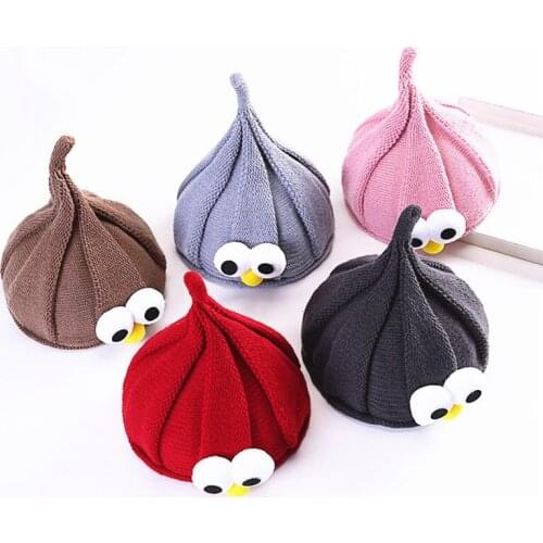 Bird shape chunky striped knitted beanies baby girl princess cute cap Kid hat Child boy bone gorros