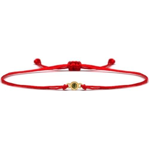 Sparkling Cubic Zirconia Crystal Round Brass CZ Stone Charm Bracelet For Women 2020 New Fashion Red String Braided Jewelry Gift