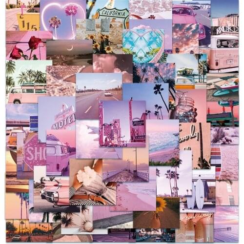 10/30/62PCS California Stickers Kawaii Aesthetic Cute Cartoon Manga Laptop Guitar Luggage Waterproof Graffiti Pink Decal Kid Toy