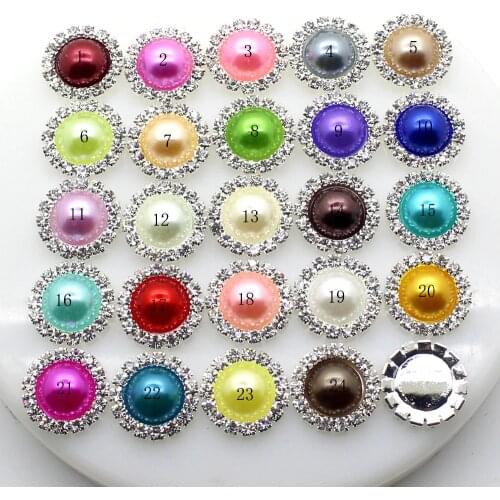 10pcs/Lot 15mm Factor Outlets Rhinestones buttons Pearl Wedding Diamond buttons DIY Hair Accessory Decorative button
