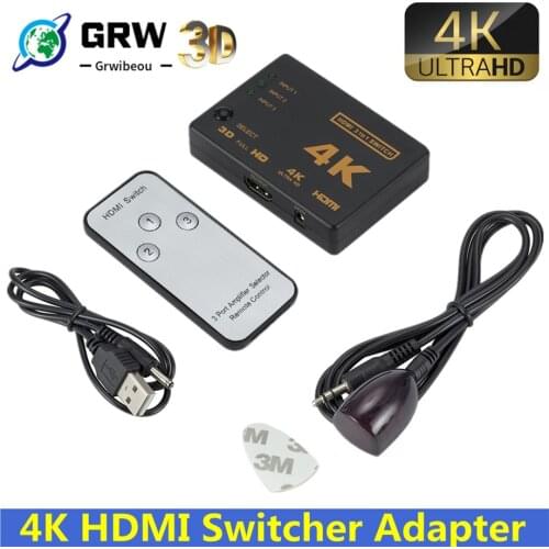 4K*2K 3D Mini 3 Port HDMI-compatible Switch 1.4b 4K Switcher Splitter 1080P 3 in 1 out Port Hub for DVD HDTV Xbox PS3 PS4