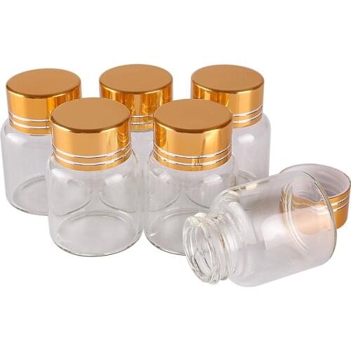 5pcs 8ml 27*35mm Glass Bottles with Golden Aluminum Caps Spice Jars Potion bottles Glass Vials Glass vessels DIY Craft